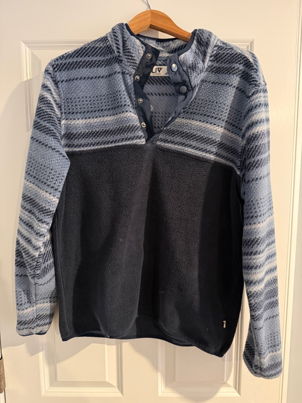 Liv Mens Quarter Zip Snap-Placket Fleece Pullover size Medium